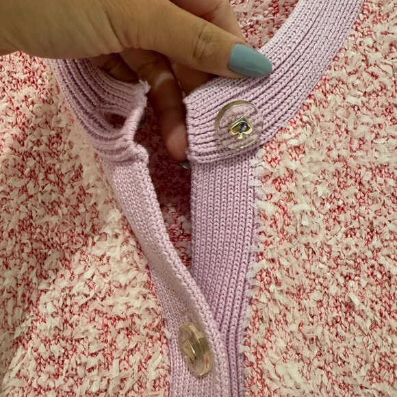 Kate Spade Pink Button Down Knit Cardigan with Clear Spade Buttons - Picture 6 of 10